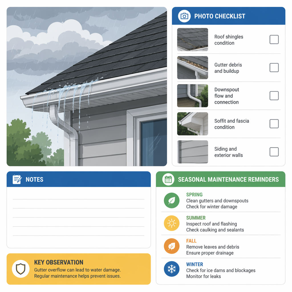 Sample output illustration for Exterior — roofline & gutters