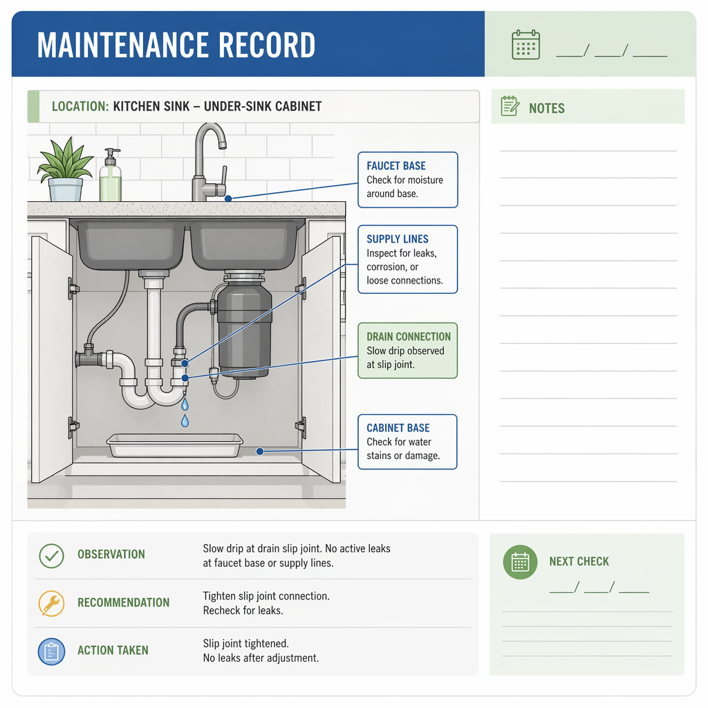 Sample output illustration for Kitchen — under-sink cabinet